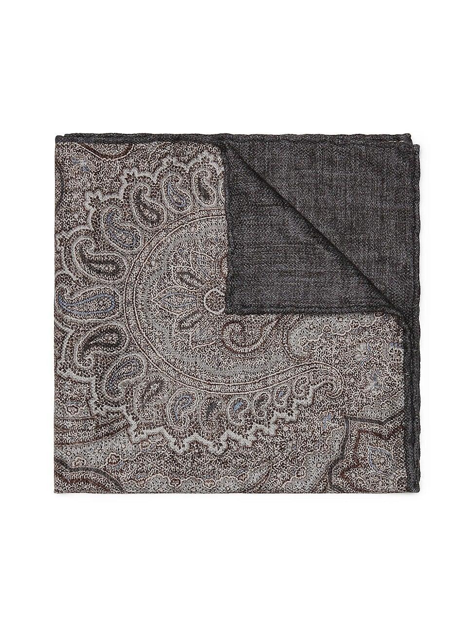 Mens Silk Pocket Square with Paisley Design Product Image