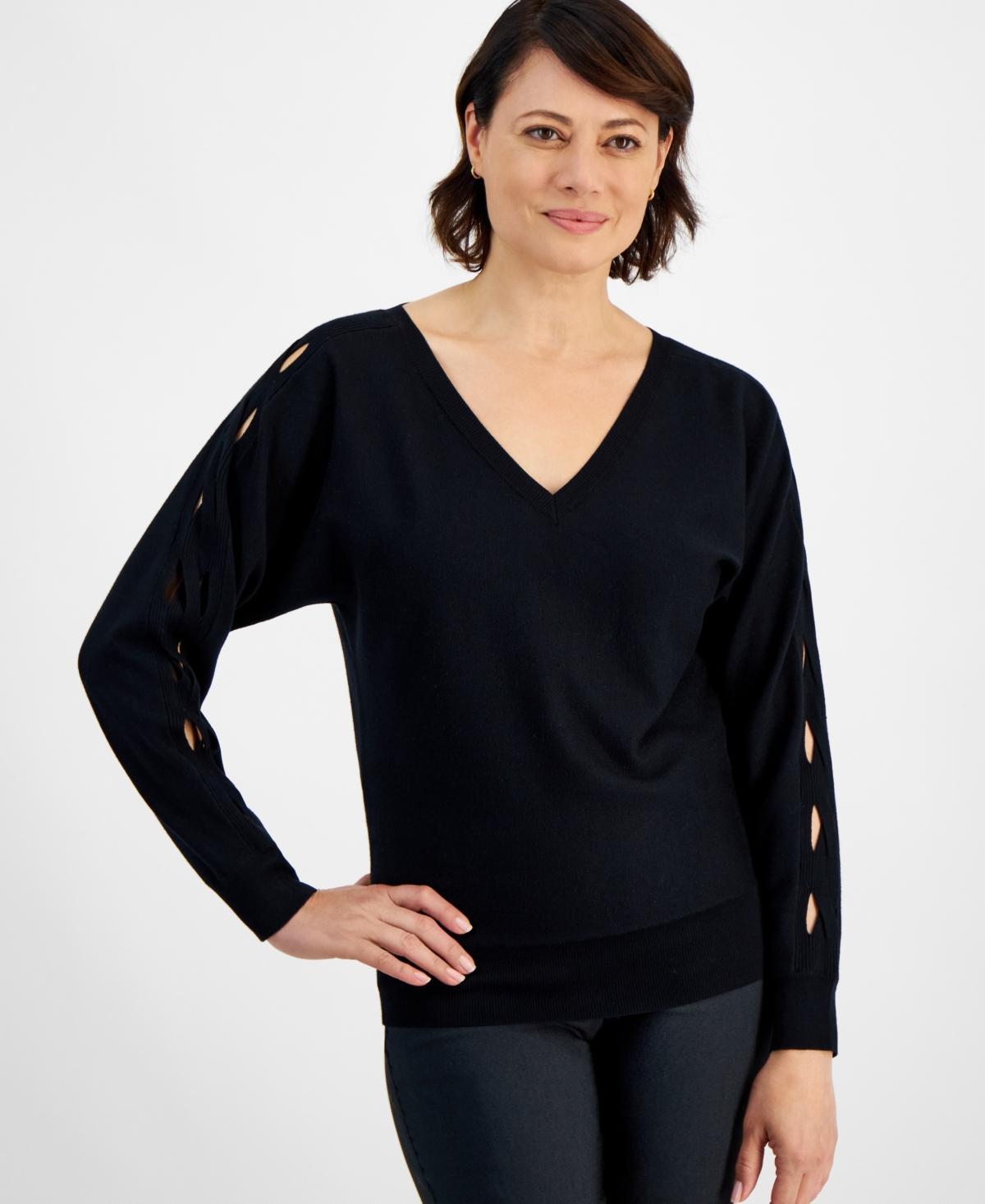 Jm Collection Womens Cutout-Sleeve Dolman Sweater, Created for Macys Product Image