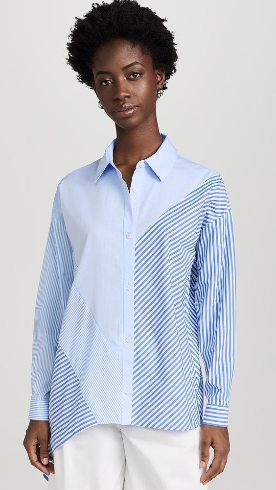 Naadam Cotton Asymmetrical Stripe Mix Shirt | Shopbop Product Image