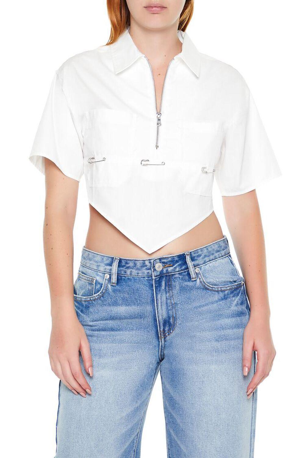 Cutout Safety Pin Crop Top | Forever 21 product image