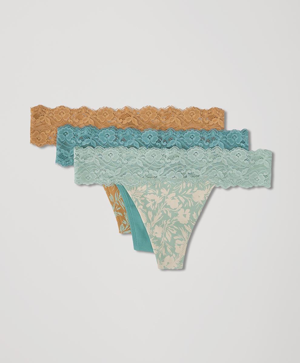 Womens Lace Waist Thong 3-Pack 3XL Product Image