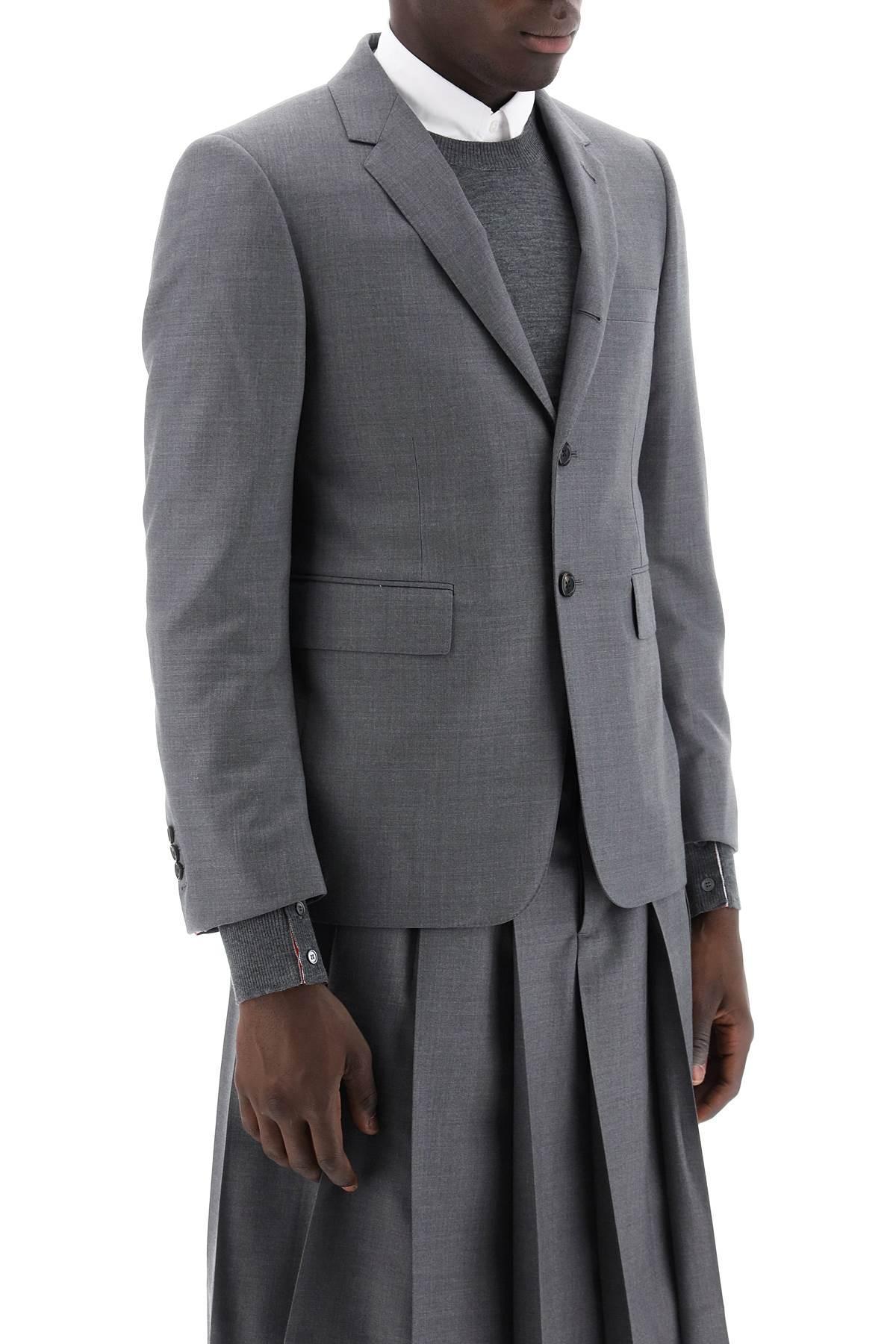 THOM BROWNE Grey Single-breasted Jacket In Wool In Gray Product Image