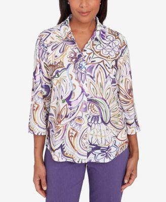 Alfred Dunner Charm School Womens Drama Paisley Top Product Image