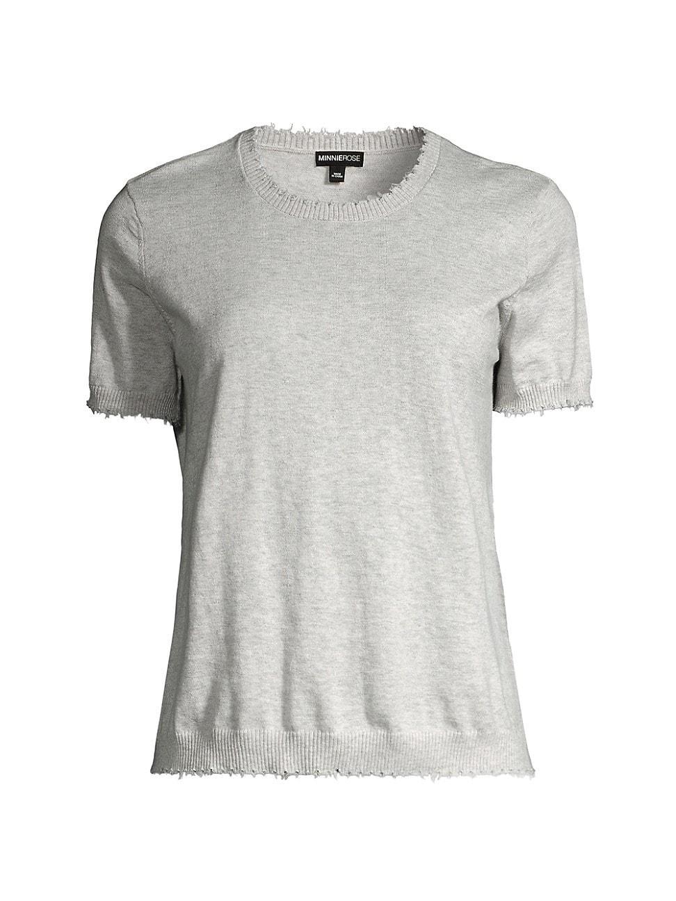 Womens Cotton-Cashmere Frayed Boxy T-Shirt Product Image