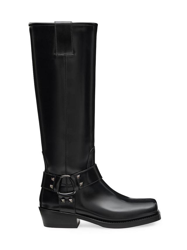 Womens Rockstud 40MM Calfskin Biker Boots Product Image