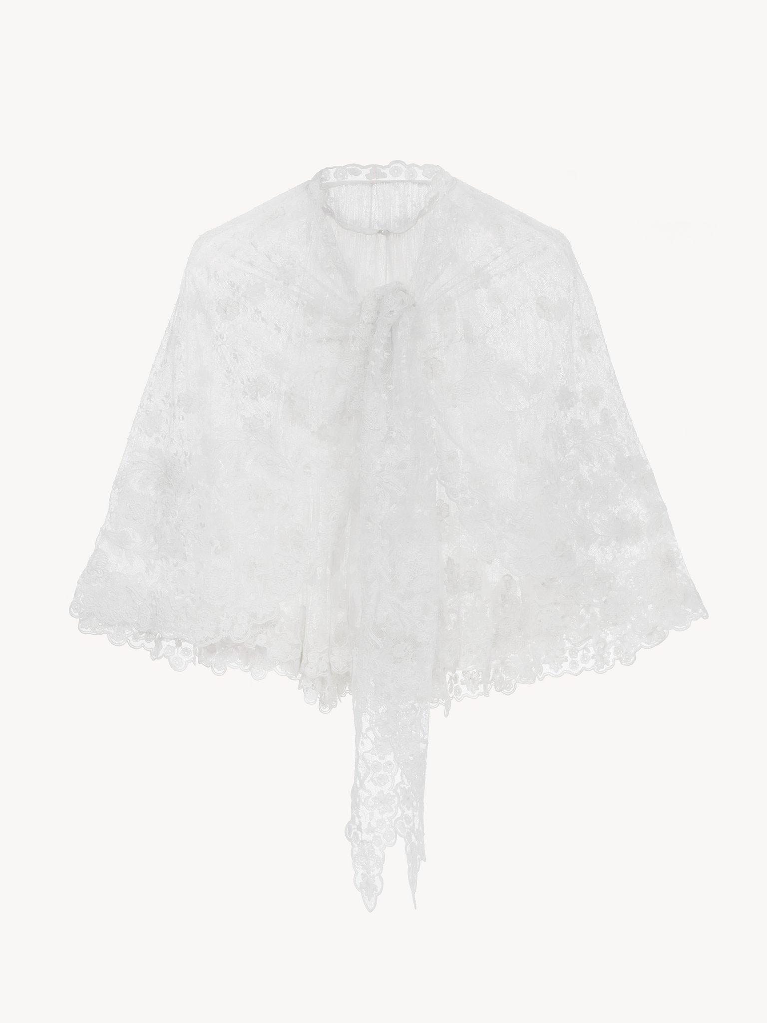 Front-tie cape top in floral lace Product Image