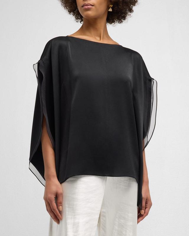 Womens Organza-Trimmed Satin Cape Top Product Image