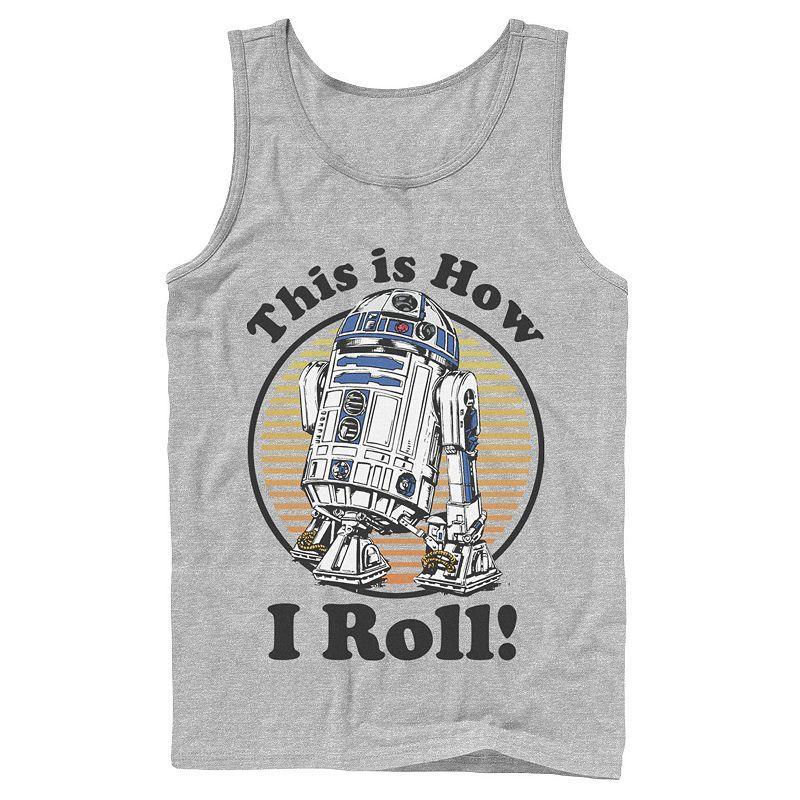 Mens Star Wars C-3PO R2-D2 Besties Badge Tank Top Athletic Grey Product Image