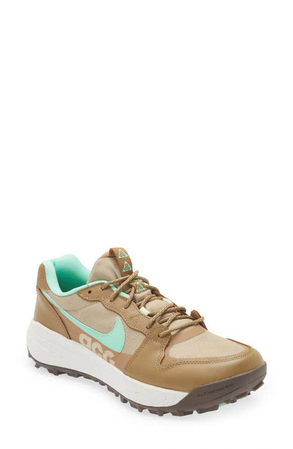 NIKE Acg Lowcate Hiking Shoe In Limestone/green Glow-dk Driftwood-sail-ironstone-b Product Image