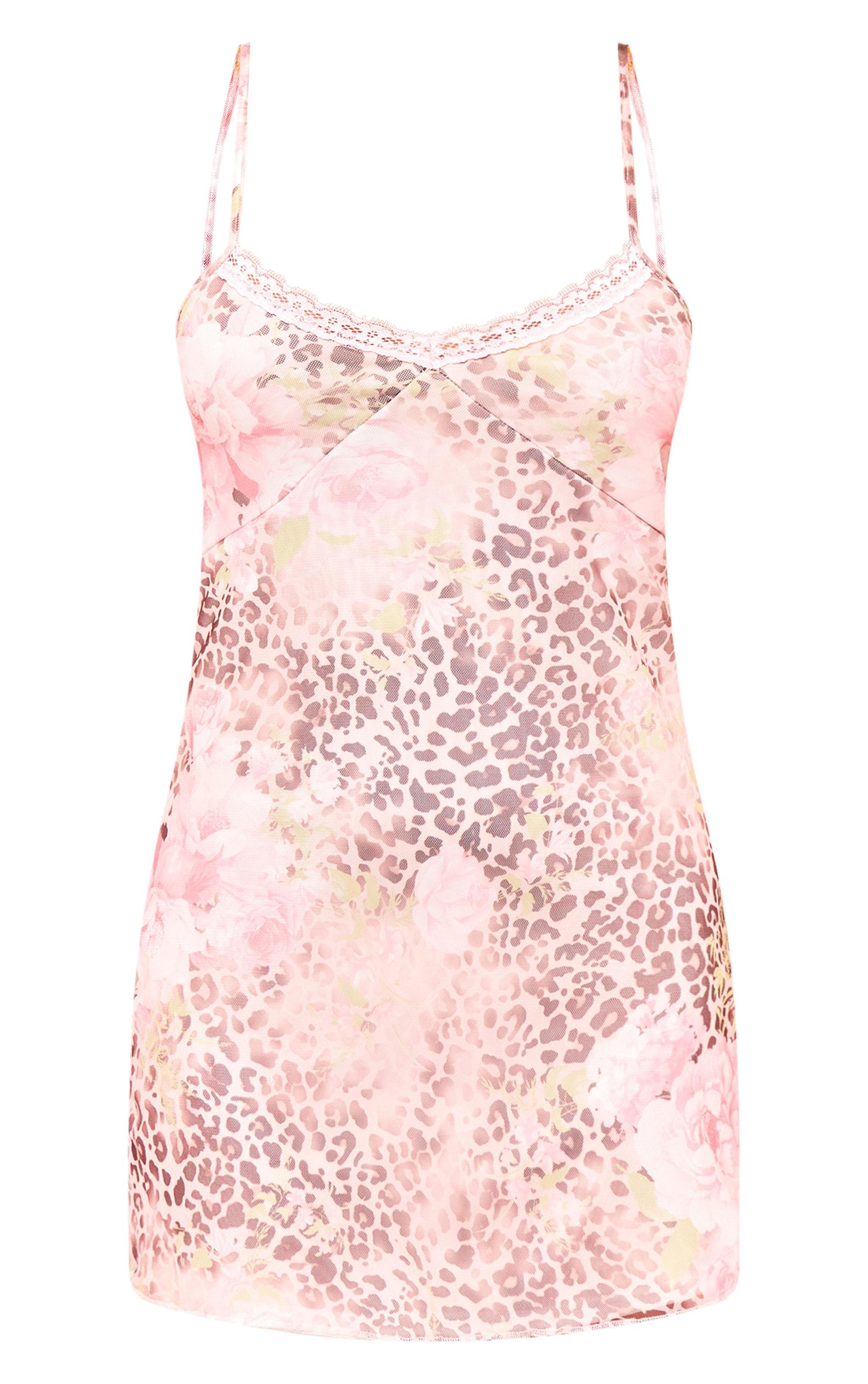 Petite Light Pink Print Mesh Shift Mini Dress Product Image