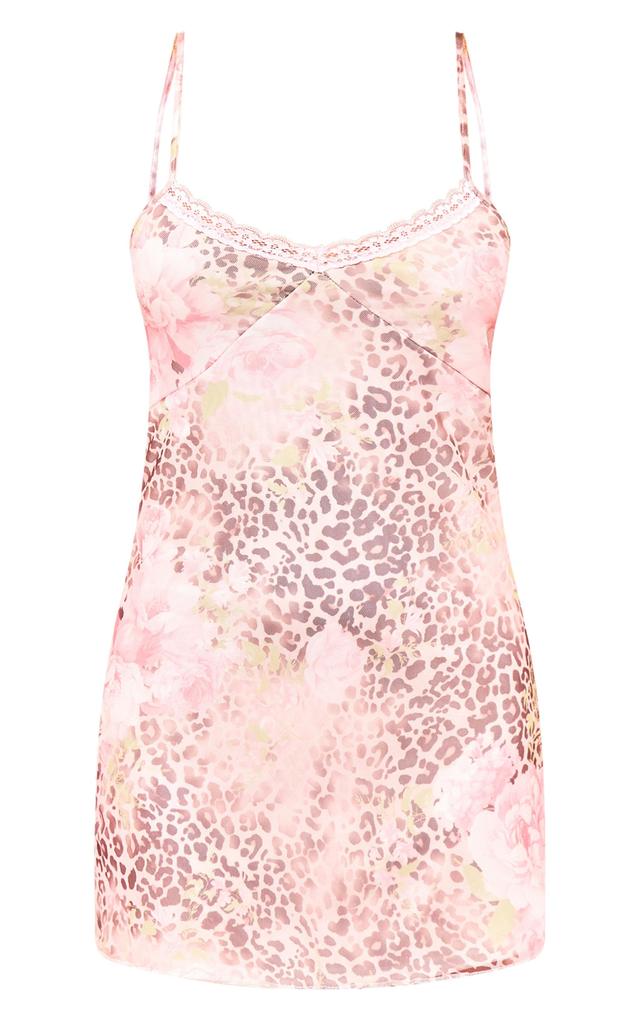 Petite Light Pink Print Mesh Shift Mini Dress Product Image