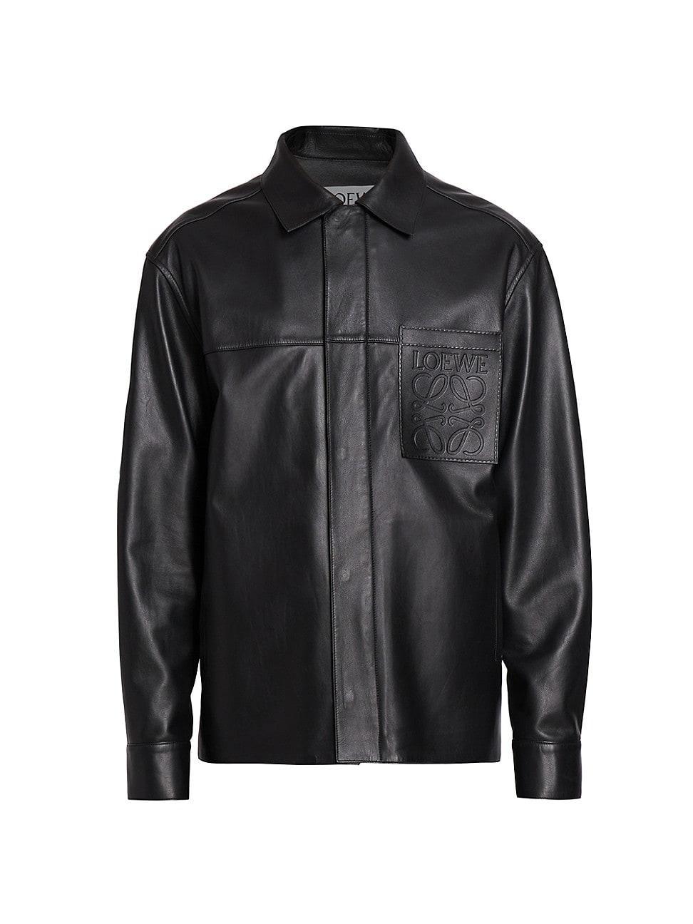 Mens Debossed Leather Overshirt Product Image