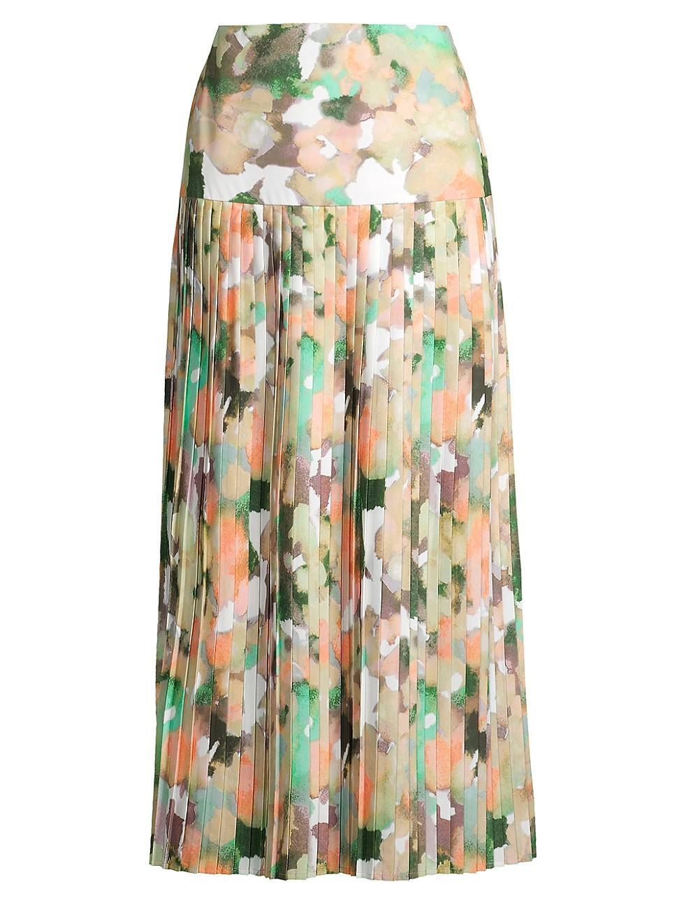 Womens Floral Drop-Waist Midi-Skirt Product Image