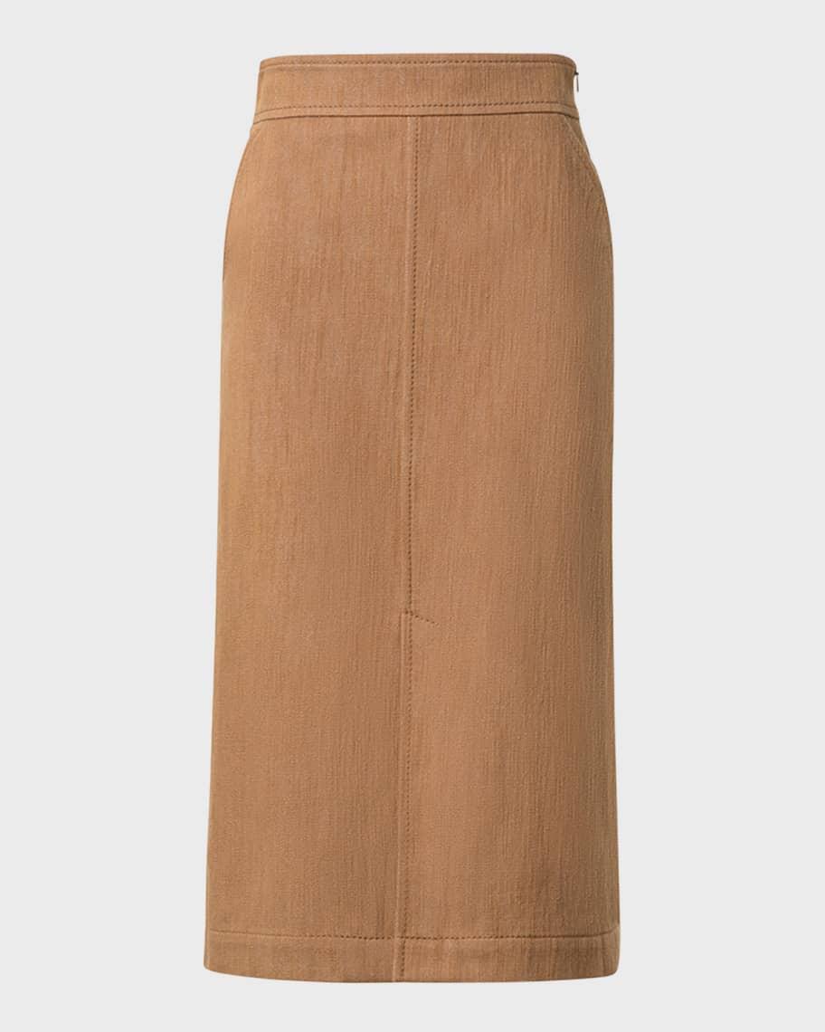 Washed Denim A-Line Midi Skirt Product Image