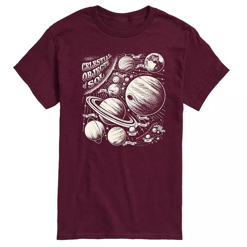 Mens Celestial Objects Graphic Tee Red Product Image