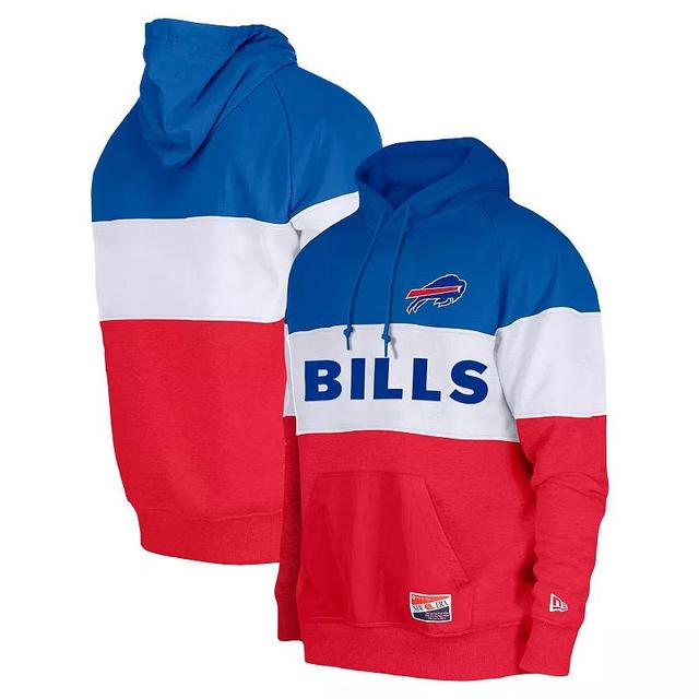 Mens New Era Royal/Red Buffalo Bills Colorblocked Pullover Hoodie Product Image