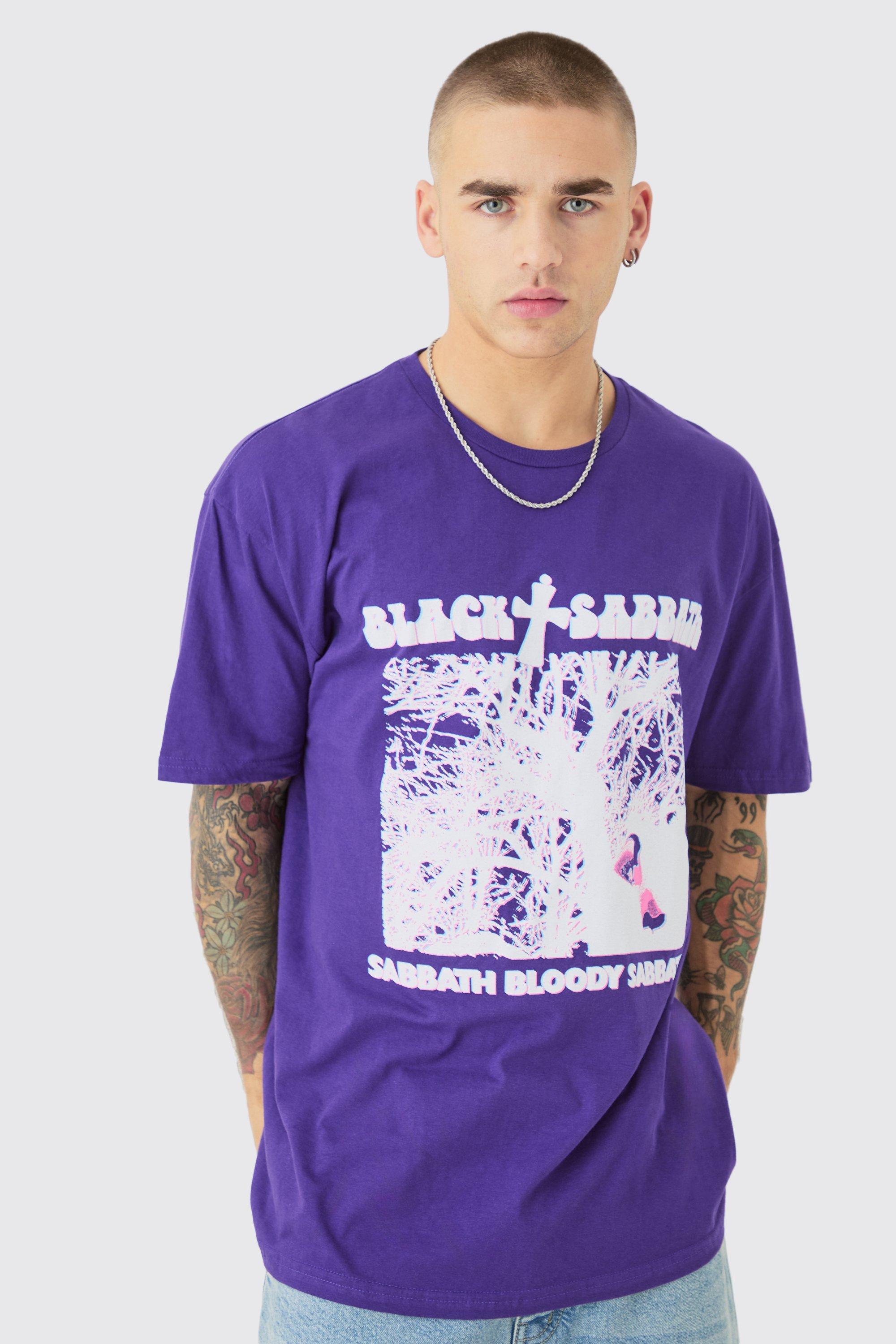 Mens Purple Oversized Black Sabbath Wash License T-shirt, Purple product image