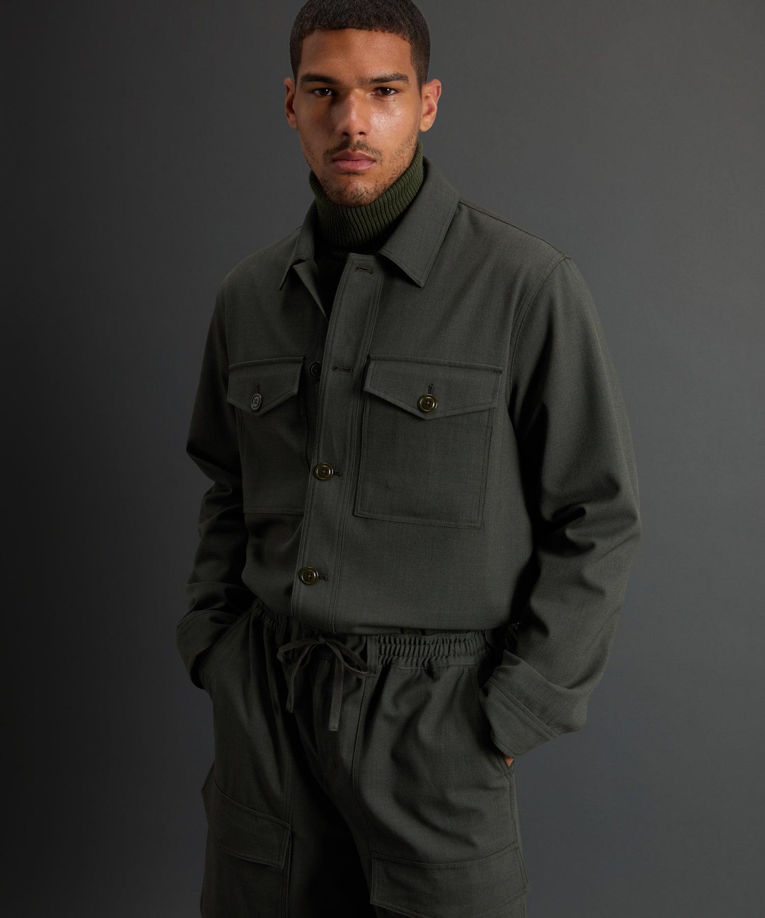 Todd Snyder X Woolrich Twill Camp Shirt in Olive Product Image