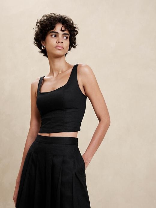 Linen-Blend Cropped Bustier Product Image