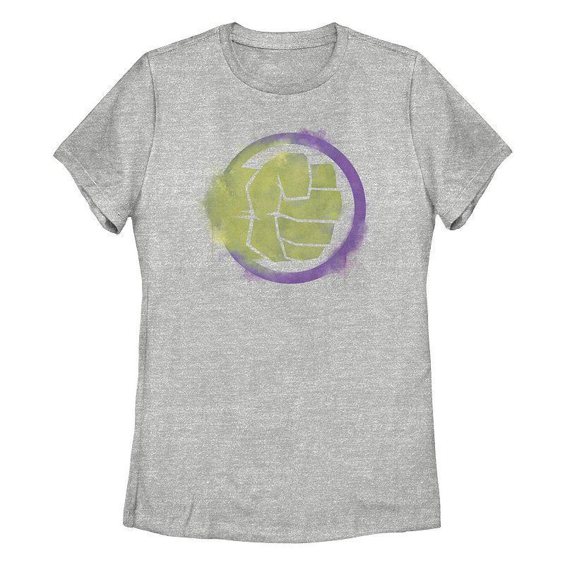 Juniors Marvel Hulk Spray Paint Logo Tee, Girls Athletic Grey Product Image