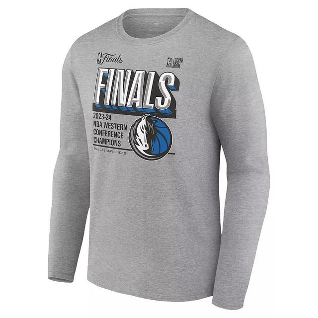 Fanatics Mens Steel Dallas Mavericks 2024 Western Conference Champions Long Sleeve Locker Room T-Shirt Product Image