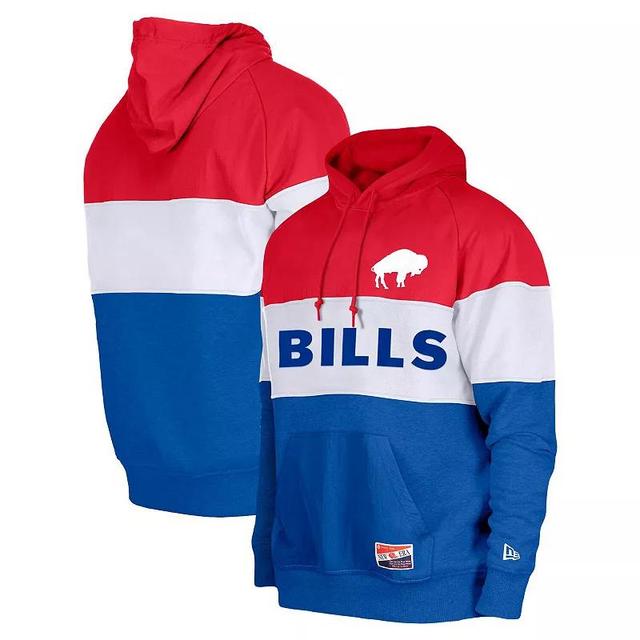 Mens New Era Royal Buffalo Bills Big & Tall Throwback Colorblock Pullover Hoodie Product Image