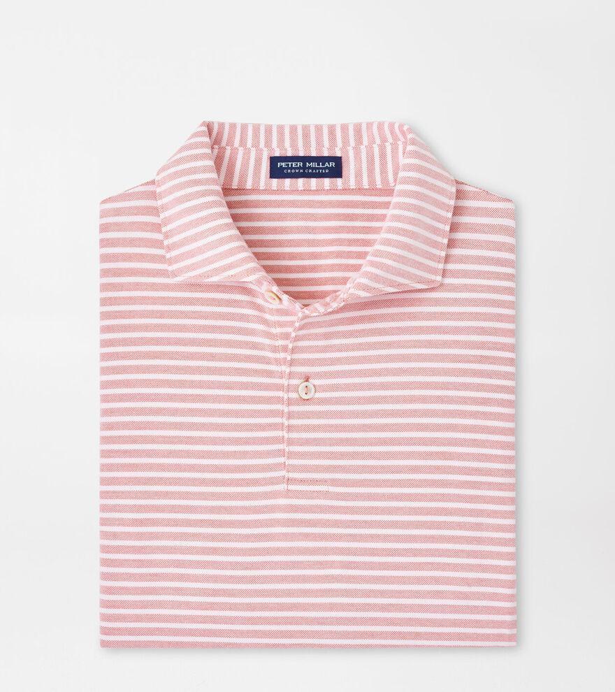 Peter Millar Mens Albatross Stripe Cotton Blend Piqu Polo | Color: Scarlet Lily | Size: S Product Image