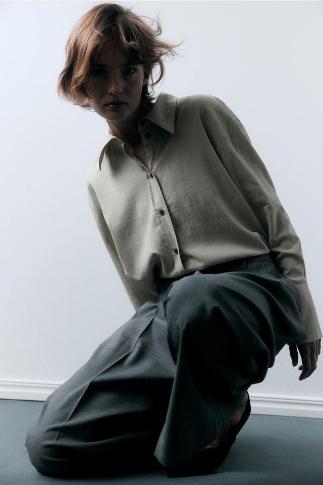 Oversized Linen-blend Shirt Product Image