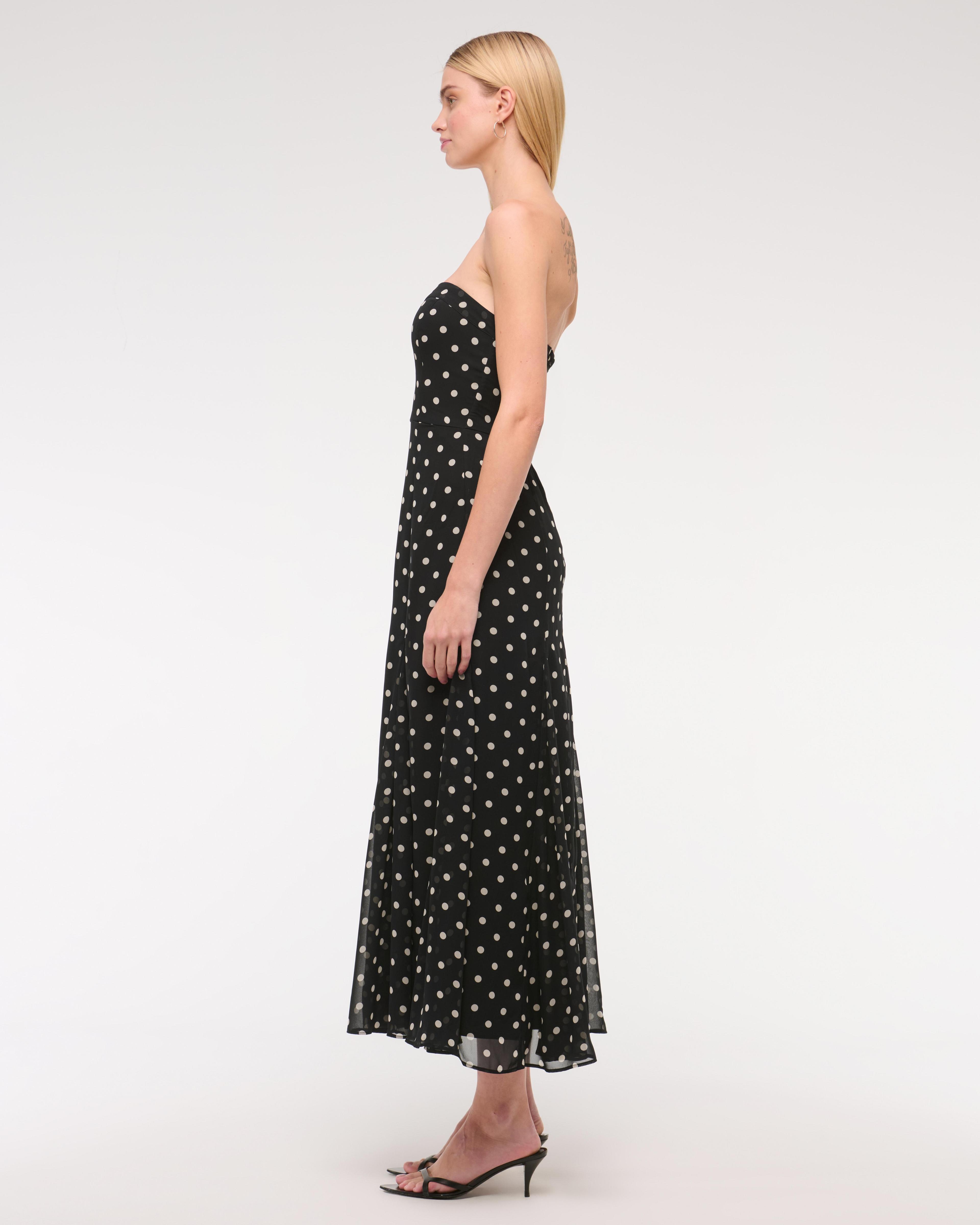 The A&F Camille Strapless Godet Midi Dress Product Image