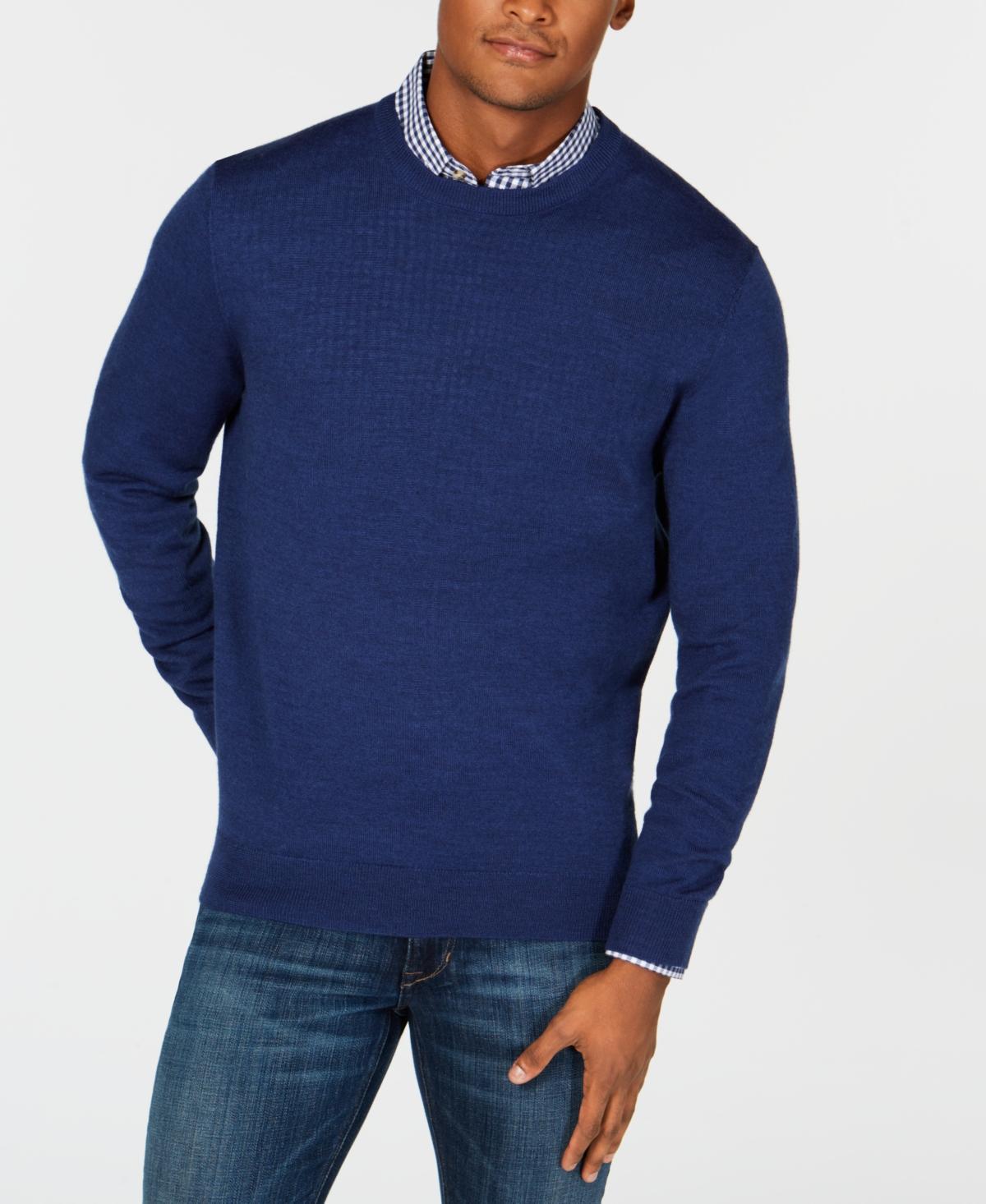 Club Room Mens Solid Crew Neck Merino Wool Blend Sweater, Created for Macys Product Image