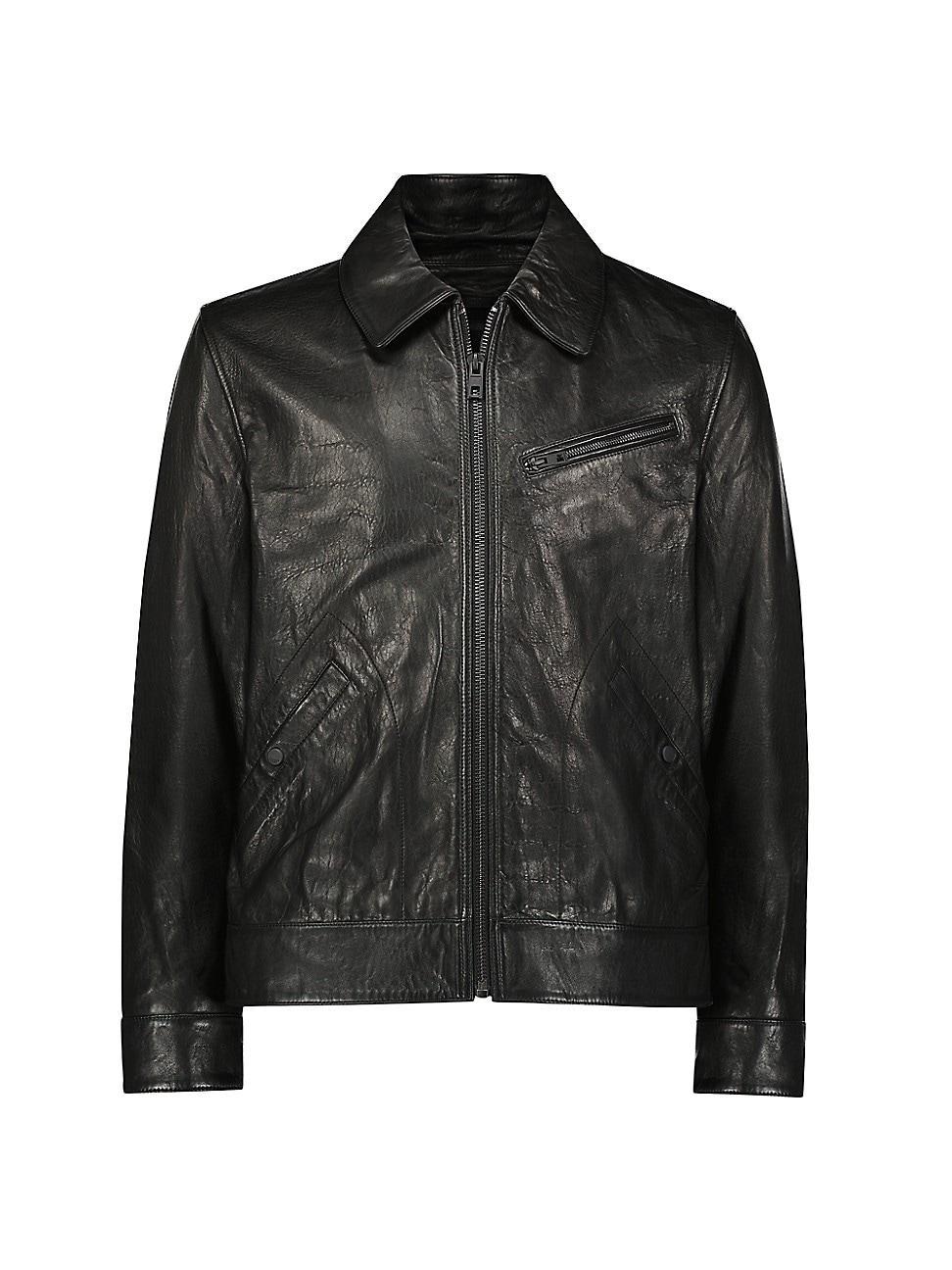 Mens Overton Leather Trucker Jacket Product Image