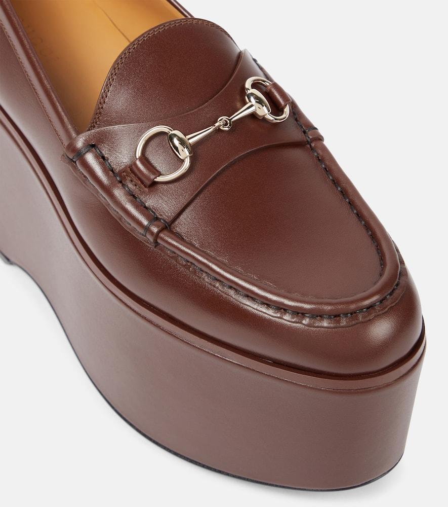 Horsebit Leather Platform Loafers In Brown Product Image