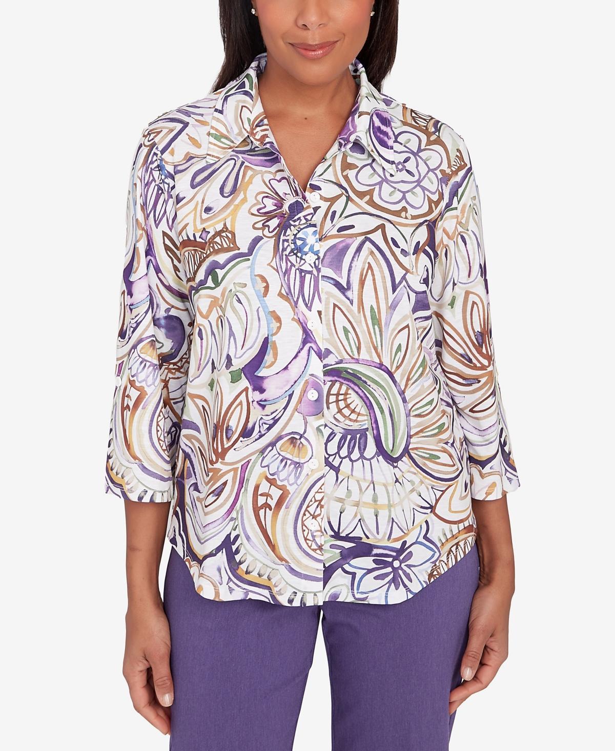 Alfred Dunner Charm School Womens Drama Paisley Top Product Image