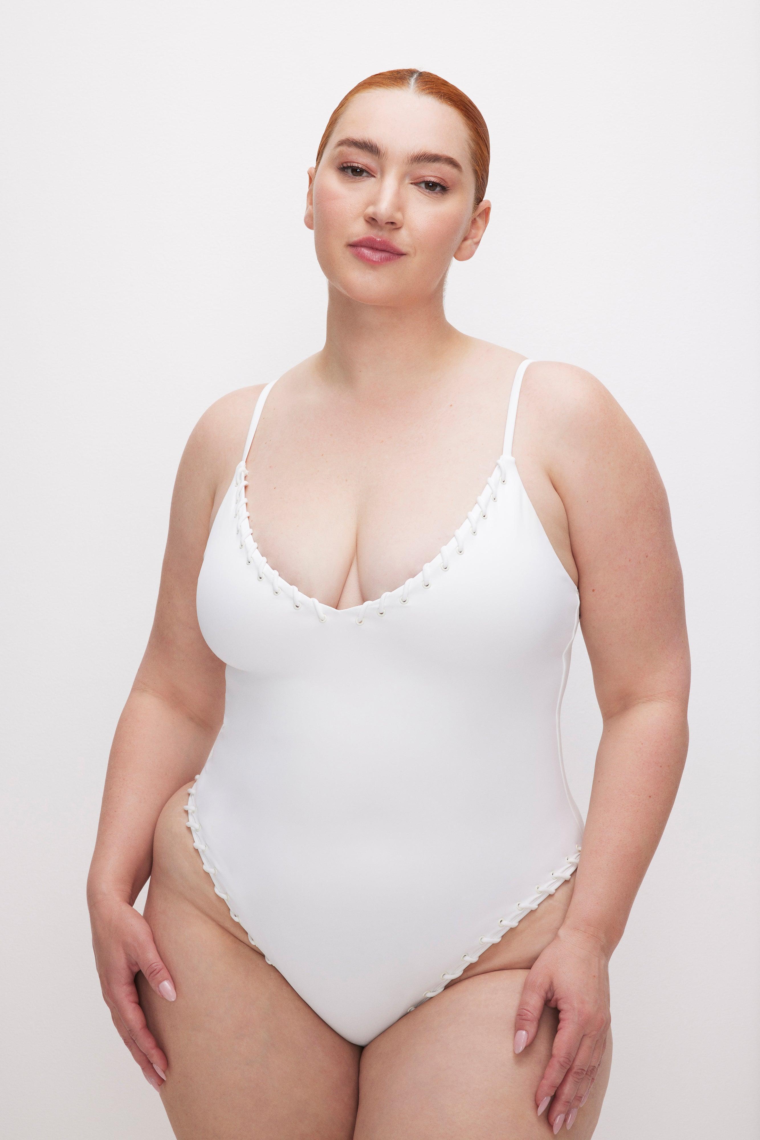 WHIP STITCH COMPRESSION SWIMSUIT | WHITE001 Product Image