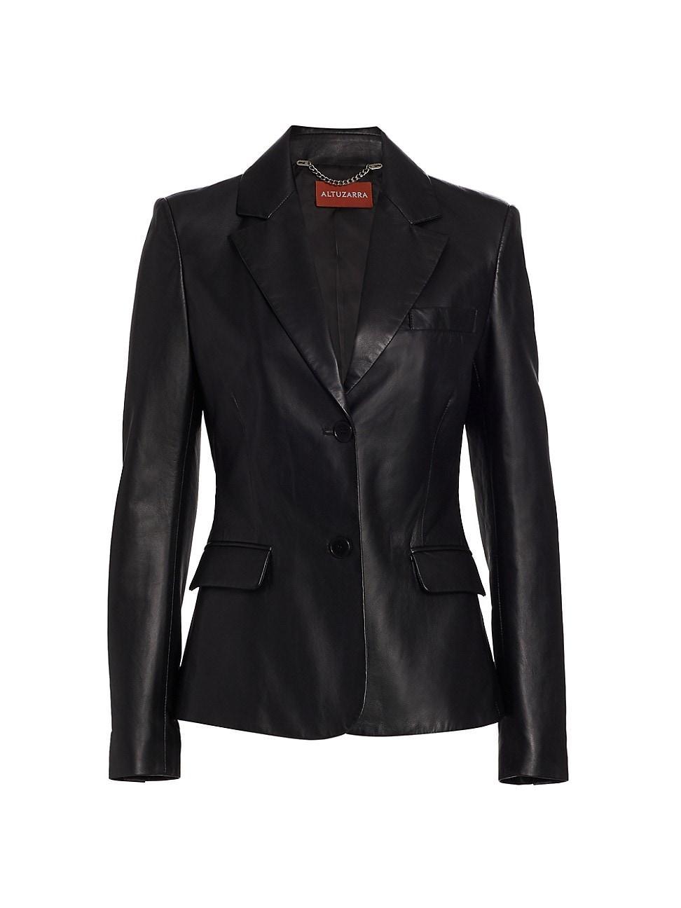 Womens Fenice Two-Button Leather Jacket Product Image