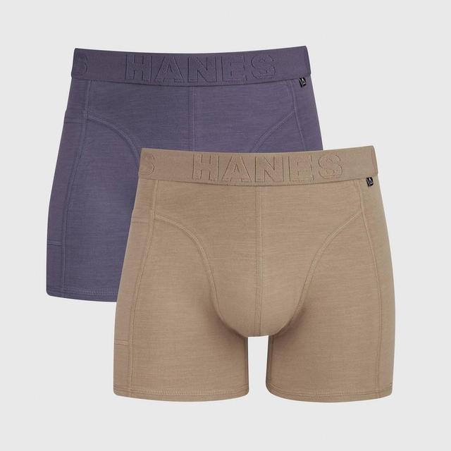 Hanes Premium Mens Explorer Trunks 2pk - Purple/Khaki Product Image