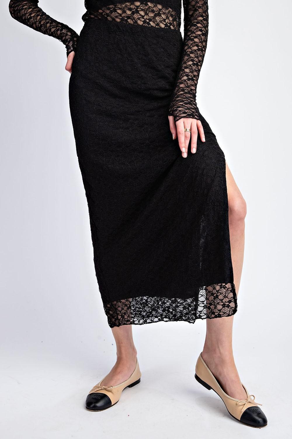 Lace Side Slit Maxi Skirt Product Image