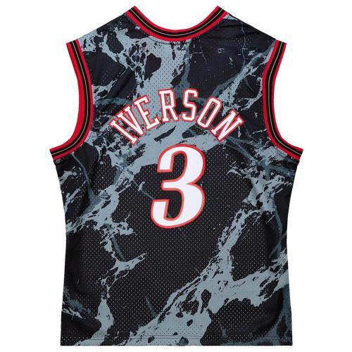 Mens Mitchell & Ness Allen Iverson Black Philadelphia 76ers 2000-01 Hardwood Classics Marble Swingman Jersey Product Image