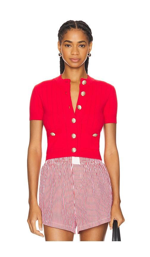 Lovers and Friends Romie Short Sleeve Cardigan in Red Product Image