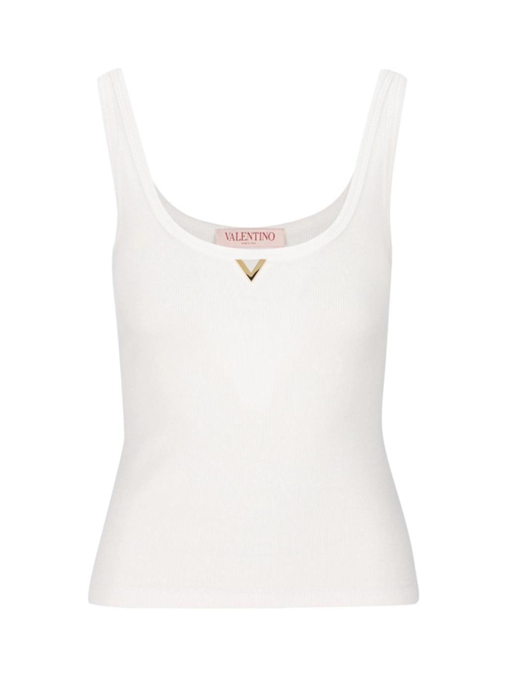 Vgold Ribbed Sleeveless Tank Top In White Product Image