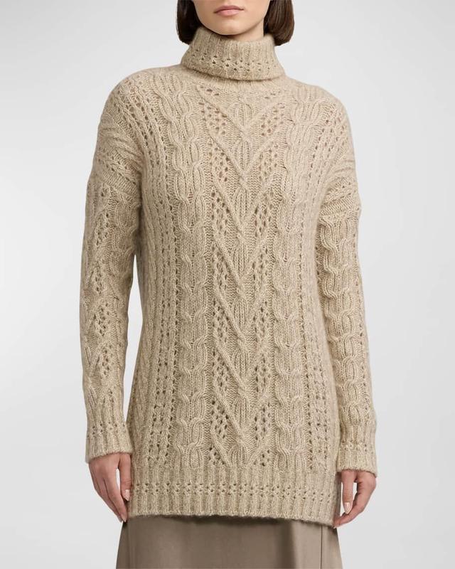 Cable-Knit Mouliné Cashmere Turtleneck Product Image