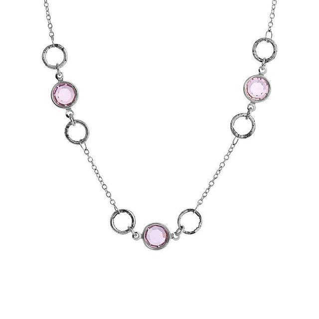 1928 Light Purple Crystal & Open Circle Station Necklace, Womens, Gold Purple Product Image