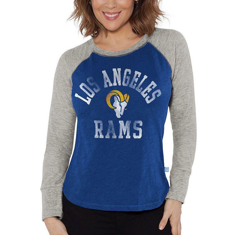 Womens G-III 4Her by Carl Banks Royal/Heather Gray Los Angeles Rams Waffle Knit Raglan Long Sleeve T-Shirt Product Image