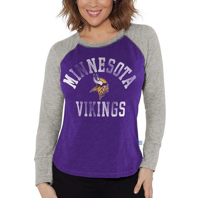 Womens G-III 4Her by Carl Banks /Heather Gray Minnesota Vikings Waffle Knit Raglan Long Sleeve T-Shirt Product Image