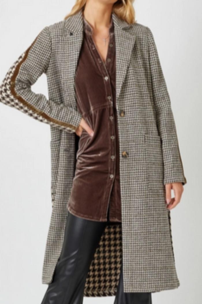 Tape Trim Houndstooth Coat Product Image