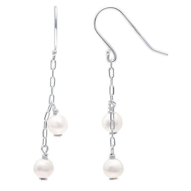 Aleure Precioso Sterling Silver Freshwater Cultured Pearl Chain Link Station Drop Earrings, Womens, Silver Tone Product Image