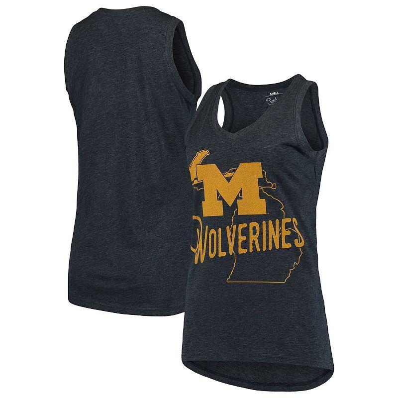 Womens Pressbox Michigan Wolverines Ferris Melange V-Neck Tank Top Blue Product Image