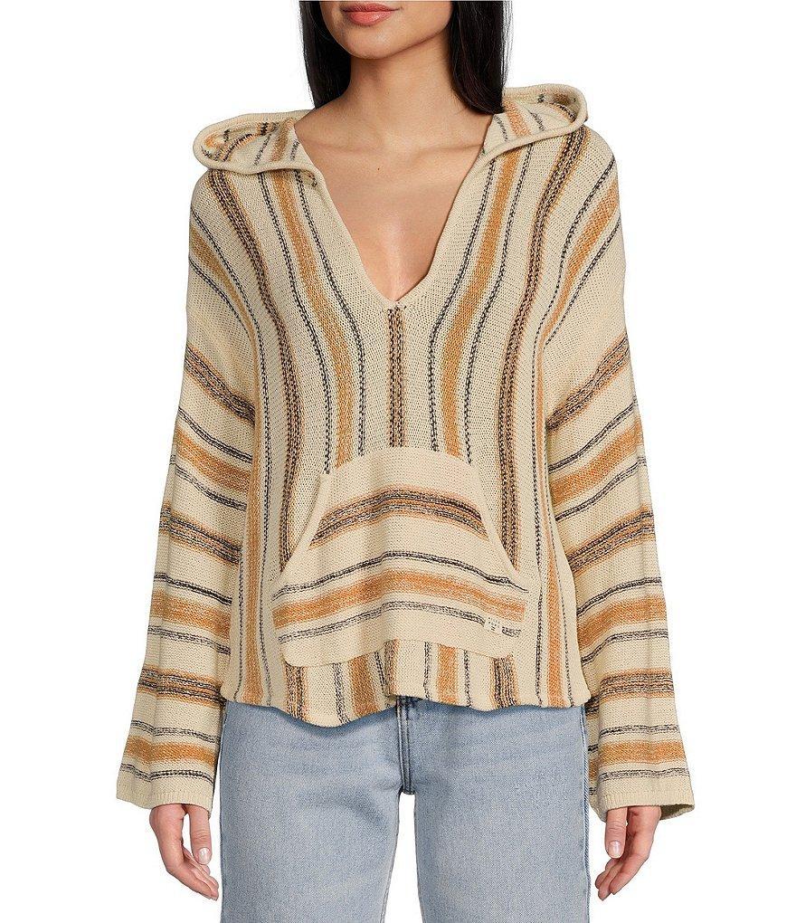 Billabong Baja Beach Long Sleeve Faded Striped Sweater Knit Lightweight Hoodie Product Image