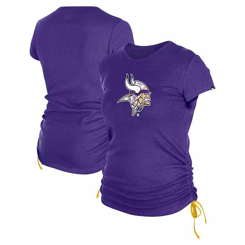 New Era Womens Purple Minnesota Vikings Ruched Side T-Shirt Product Image