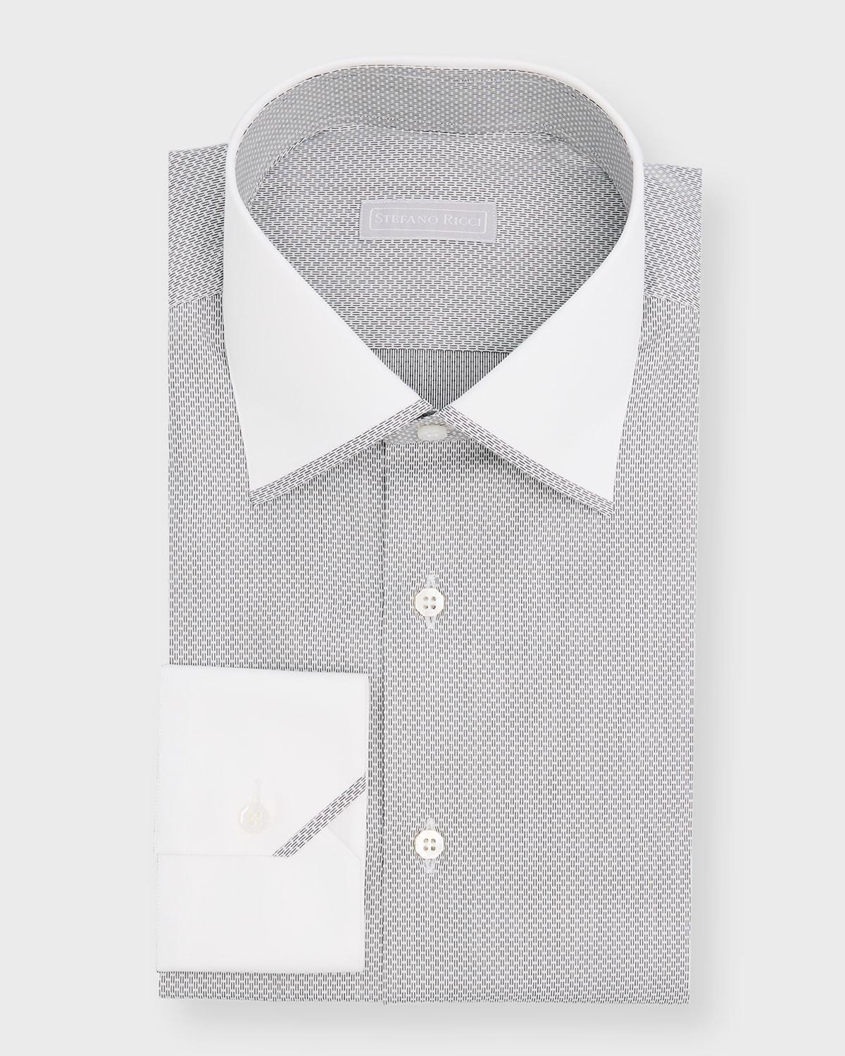 Mens Contrast Collar-Cuff Printed Dress Shirt Product Image